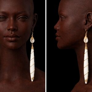 Elegant Gold and White Spiral Earrings